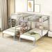 Metal Twin over Twin & Twin Bunk Bed, Triple Bunk Bed with Storage Shelves Staircase