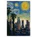 Los Angeles California Skyline Starry Night City Series Birch Wood Wall Sign (6x9 Rustic Home Decor Ready to Hang Art)