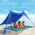 Beach Tent Sun Shelter Beach Canopy Outdoor Beach Shade with Beach Blanket UPF 50+ Sun Protection for Beach Camping Picnic Outdoor