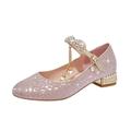 NIUREDLTD Girls Dance Shoes Gold Silver Princess Shoes Closed Toe Low Heel Fine Glitter Shoes Wedding Party Size 31