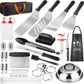 CJC 38 Pieces Flat Top Griddle Accessories Grilling Accessories Sets with Carrying Bag for BBQ Party Camping