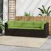 vidaXL 3 Piece Patio Lounge Set with Cushions Brown Poly Rattan