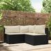 Andoer 3 Piece Patio Set with Cushions Black Poly Rattan