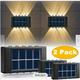 HiMiss 2Pcs Outdoor Solar LED Deck Lights Ip65 Waterproof Up Down Wall Lamp for Patio Path Stair Steps Garden Fence Decor