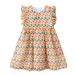 Loopsun Toddler Girl Dress Crew Neck Short Sleeve Printing Fashion Cute Ruffle Mini Dress Yellow