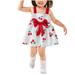 Loopsun Toddler Girl Dress Square Neck Sleeveless Floral Printing Cute Bowknot Mini Dress Print Red