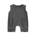 Thaisu 0-2Y Baby Girls Boys Romper Solid Color Summer Sleeveless Round Neck Casual Party Street Short Jumpsuit