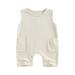 Thaisu 0-2Y Baby Girls Boys Romper Solid Color Summer Sleeveless Round Neck Casual Party Street Short Jumpsuit