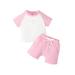 Peyakidsaa Kid Toddler Baby Boy Girl Summer Outfits Short Sleeve O-Neck Shirt + Drawstring Shorts Outfit