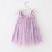 Summer Savings Clearance 2024! Loopsun Toddler Girl Dress Square Neck Sleeveless Solid Cute Mesh Sequin Star Rainbow Suspenders Mini Dress Purple