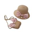 Holiday Savings Deals! Kukoosong Toddler Baby Sun Hat Bucket Hat Summer Children s Bow Tie Pearl Decorated Hat Rope Beach Hat Sun Hat + Bag Set Khaki One Size