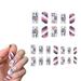 Cute Press on Nails Coffin Fake Nails Desinged July 4th Artificial Flower Nails Full Cover Nails Tips for Women and Girls 24Pcs