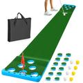 Sagsewful Golf Pong Putting Game Set with Front Border for Indoor&Outdoor, Golf Putting Green Mat Includes 8pcs Golf Balls & Portable Bag,Golf Putting Practice Training Aid for Backyard,Party,Office