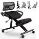 Ergonomic Kneeling Chair Adjustable Posture Correction Stool with Back Support, Angled Seat And Thicken Comfortable Cushions for Home Office(Mesh Fabric),Black