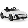 COSTWAY 12V Electric Kids Ride On Car, Licensed Audi Toy Vehicle with Remote Control, Lights, Music, MP3, USB, Battery Powered Ride on Gift for Boys Girls (White)