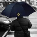 Masonic Square & Compass Design Navy Blue Golf Umbrella Parasol