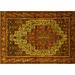 Brown/Yellow 84 x 60 x 0.08 in Area Rug - Bungalow Rose Traditional 1942 Yellow Machine Washable Area Rugs /Chenille | Wayfair