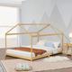 Lit cabane Vindafjord pour enfant 160 x 200 cm forme maison bambou naturel [en.casa] bambou