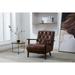 Wood Frame Living Room Accent Chair Modern Armchair Lounge Chair Sofa Removable Cushion Seat Arm Chairs, Brown PU