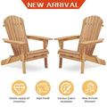 Tomshoo Wooden Outdoor Folding Adirondack Chair Set of 2 Wood Patio Chair for Garden Garden Lawn Backyard Deck Pool Side Fire Pit Half Assembled