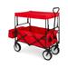 Collapsible Folding Wagon Heavy Duty Foldable Garden Cart with Canopy and Drink Holders Outdoor Folding Utility Wagon with Handle and Detachable Pocket for Camping Sports Shopping Garden Beach