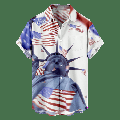 Men s Fourth of July Hawaiian Shirt Happy Independence Day USA Flag Bowling Short Sleeve Button Down Shirt Funny Aloha Beach Tops Sizes Kids-Adult Unisex Couples