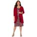 Plus Size Women's Soft Knit Jacket Dress by Catherines in Rich Burgundy Watercolor Paisley (Size 4X)