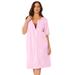 Plus Size Women's Satin Trim Cotton Sleepshirt by Dreams & Co. in Pink Stripe Heart (Size 5X/6X) Nightgown