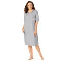 Plus Size Women's Satin Trim Cotton Sleepshirt by Dreams & Co. in Heather Grey Scroll Heart (Size 7X/8X) Nightgown