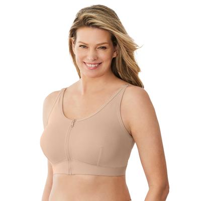 Plus Size Women's Wireless Zip Front Bra by Comfort Choice in Nude (Size L)