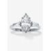 Women's 3.12 Tcw Marquise Cz Platinum-Plated Sterling Silver Engagement Ring by PalmBeach Jewelry in White (Size 6)