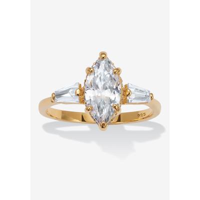 Women's 3.12 Tcw Marquise Cz 14K Yellow Gold-Plated Sterling Silver Engagement Ring by PalmBeach Jewelry in Gold (Size 7)