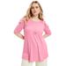 Plus Size Women's Cold-Shoulder Ruffle Tee by June+Vie in Fresh Pink (Size 26/28)