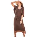 Plus Size Women's Crochet Trim Flutter Sleeve Midi Cover Up Dress by Swimsuits For All in Java Coconut (Size 18/20)