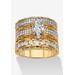 Women's 3 Piece 3.38 Tcw Marquise Cubic Zirconia 14K Yellow Gold-Plated Bridal Ring Set by PalmBeach Jewelry in Gold (Size 8)