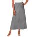 Plus Size Women's Stretch Denim Jegging Skirt by Jessica London in Grey Denim (Size 16) Flared Stretch Denim w/ Vertical Seams