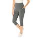 Plus Size Women's Pocket Capri Legging by Woman Within in Medium Heather Grey (Size 1X)