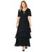 Plus Size Women's Tiered Chiffon Maxi Dress by Catherines in Black (Size 6X)