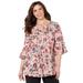 Plus Size Women's GEORGETTE PINTUCK BLOUSE by Catherines in Neutral Painterly Floral (Size 1XWP)