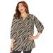 Plus Size Women's Georgette Pintuck Tunic by Catherines in Chai Latte Zebra (Size 0XWP)