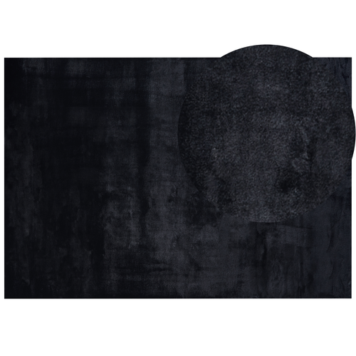 Teppich aus Kaninchenpelz Schwarz Künstlicher Polyesterpelz 160 x 230 cm weicher zotteliger Hochflorteppich