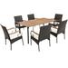 Costway 7 Pieces Patio Wicker Dining Set with Detachable Cushion and Umbrella Hole