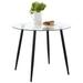 George Oliver Modern Round Dining Table Tempered Glass Top w/ Sturdy Metal Legs For Dining Room, Kitchen Glass/Metal in Black | Wayfair