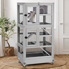 Tucker Murphy Pet™ Dazaya Cage w/ Ramp 55.2 H x 27.6 W x 20.0 D in white, Metal in Gray | 55.2" H X 27.6" W X 20" D | Wayfair