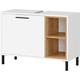 Germania washbasin base cabinet 1786-513 GW-Loria, with one door, metal handle, in white/oak, 80 x 58 x 34 cm (WxHxD)