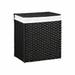 Handwoven Laundry Basket with Lid, 110L Synthetic Rattan Divided Clothes Hamper with Handles, Foldable, Removable Liner Bag