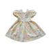 ZRBYWB Girl s Puff Sleeve Sweetheart Neck Floral Print Ruffled A Line Swing Dress Summer Clothes