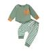 Peyakidsaa Newborn Infant Baby Boy Girl Outfit Unisex Long Sleeve T-Shirts Pants Set 2 Piece Clothes Set