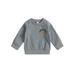 Sunisery Halloween Toddler Baby Boys Girls Sweatshirts Long Sleeve Pumpkin Letter Print Pullovers Newborn Clothes Grey 0-6 Months