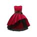 Sunisery Kids Girls Prom Dress Fly Sleeve Bow Floral A-line Dress Patchwork Princess Dress Party Stage Show Dress Red 3-4 Years